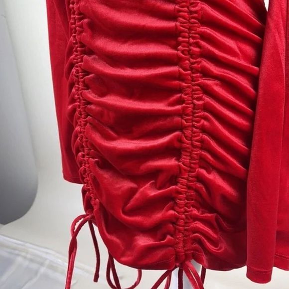 Wild Fable Red Ruched Velvet Mini Dress Bodycon Multiple Sizes - Picture 6 of 9